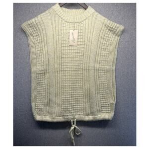 Universal Thread Womens Sweater Vest Knit OSFM Cream Green Tie Front NWT